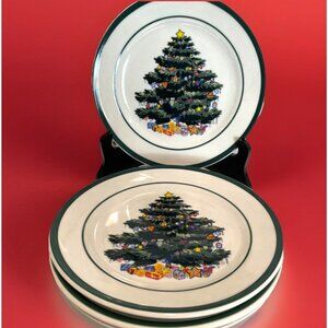 Holly Tree by Totally Today Salad Dessert Plates 7" Christmas Tree Set of 4